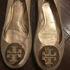Tory Burch Gold Reva Ballet Flats Sz 7
